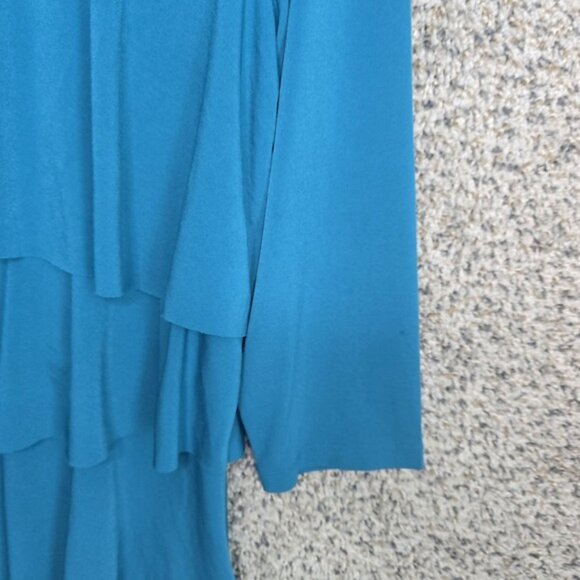 Susan Graver Top Womens Large Teal Scoop Neck Liquid Knit Layered Blouse Stretch - Picture 2 of 7